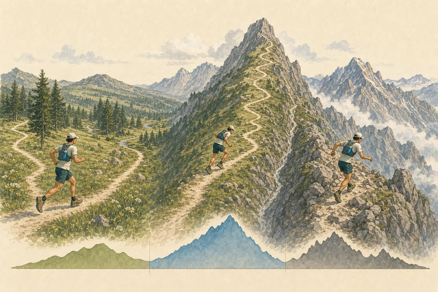 Trois trailers préparant des parcours de 50 km roulant, montagneux et technique aux exigences différentes.