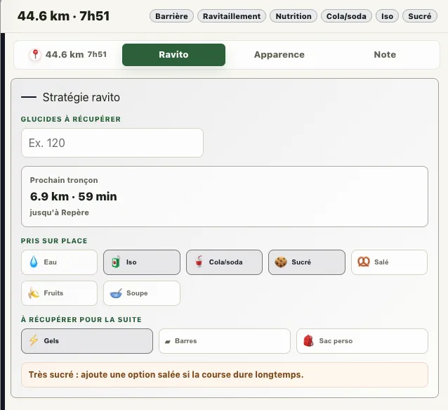 Stratégie de ravitaillement dans Trailboard