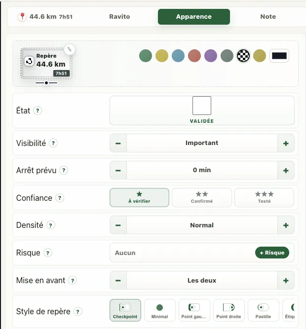 Personnalisation d’un repère Trailboard